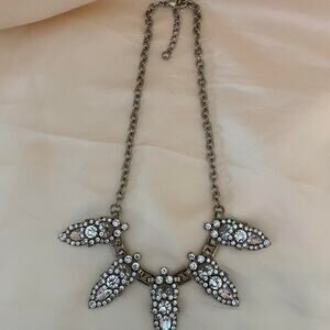 Silver statement necklace with rhinestones